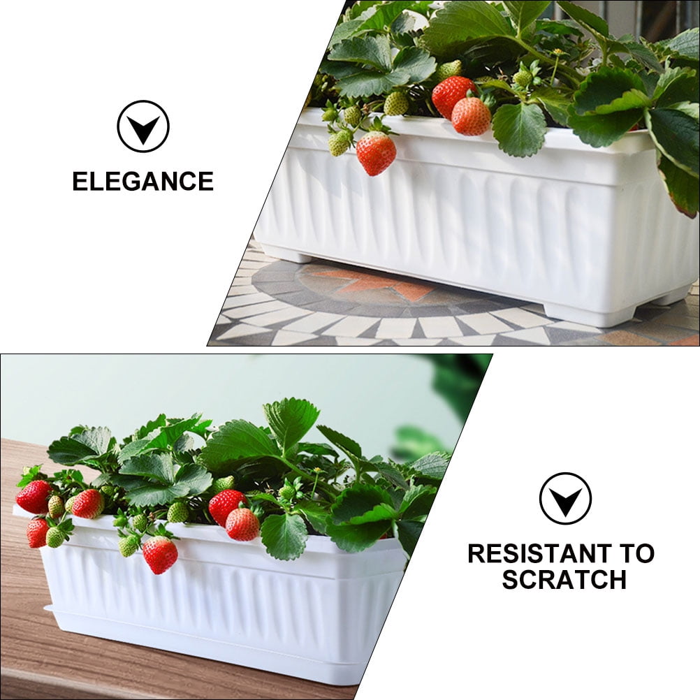 Zcyifa 2pcs Plastic Window Box Planter with Saucers for Indoor Outdoor Garden Balcony