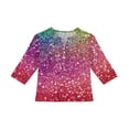 thumbnail image 4 of CCRFTGI Cute Shirts for Kids Girls Size 7 Summer 3/4 Sleeve Button V Neck Sequins Print Tee Shirts Trendy Soft Lightweight Tween Girls Trendy Clothes Basic Shirts Watermelon Red 5-6 Years, 4 of 4