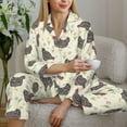thumbnail image 6 of Salouo Chickens And Flowers Pattern Women's Pajamas Set Long Sleeve Button Down Sleepwear Soft Pj Lounge Sets for women 2 Piece Pjs Set with Long Pants-Medium, 6 of 7