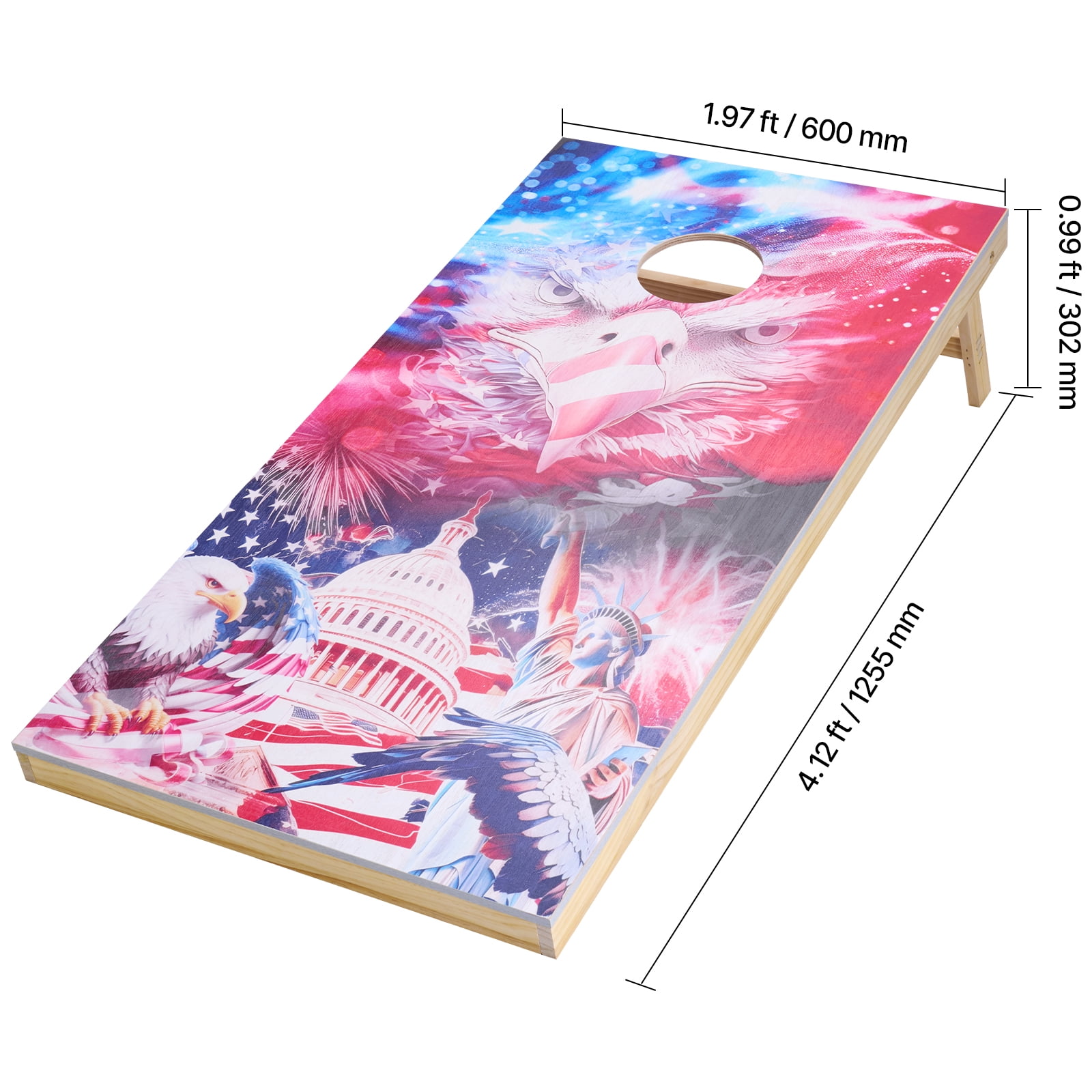 KFFKFF Cornhole Game Set, 4x2 ft Wooden Toss Boards, Portable Design for Indoor and Outdoor Play, Includes 8 Bean Bags and Carrying Case, Ideal for Yard, Backyard, Beach, and Camping Activities