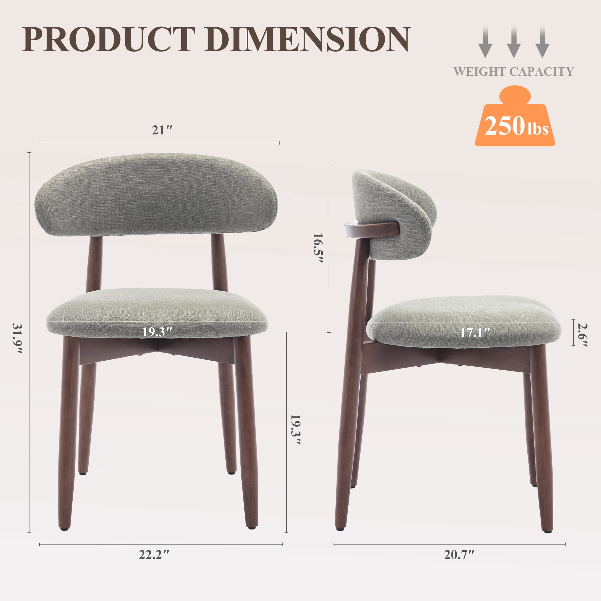 Set of 4 Upholstered Modern Dining Chair, Wooden Kitchen Side Chair for Dining Room and Café, Green
