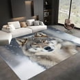 thumbnail image 3 of Washable Rug Modern Area Rug 5x7 ft Low Pile Bedroom Rug Animal Gray Wolf, Living Room Rug No Shedding Large Area Rug Lightweight Machine Washble Rug for Home, 3 of 7