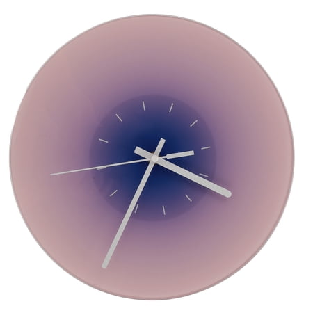 Riousery 12 inches / 30.5 cm Glass Wall Clock Silent Sweep Movement Battery Operated Round Decorative Sunset Wall Clock for Living Room Bedroom Office Gradient Blue