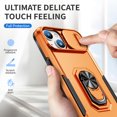 thumbnail image 2 of for iPhone 14 Plus Hard Case, with Camera Cover & Kickstand Holder, Built-in 360°Rotate Ring Stand Anti-scratch Drop Protection Magnetic Phone Case for Apple iPhone 14 Plus - Orange, 2 of 8