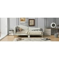 thumbnail image 4 of Full Size Upholstered Daybed with Armrest, Solid Wood Bed Frame with Headboard and Support Legs for Bedroom, Guest Room, No Spring Box Needed, Beige, 4 of 9