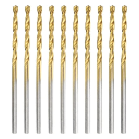 Uxcell 10Pcs Titanium Twist Drill Bit 1/16" Drilling Dia High Speed Steel Drills for Hardened Metal, Stainless Steel, Cast Iron, Wood, Plastic