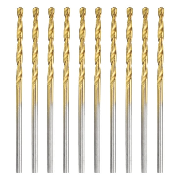 Uxcell 10Pcs Titanium Twist Drill Bit 1/16" Drilling Dia High Speed Steel Drills for Hardened Metal, Stainless Steel, Cast Iron, Wood, Plastic