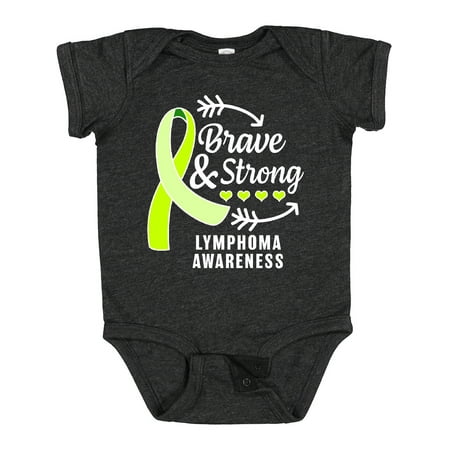 

Inktastic Lymphoma Awareness Brave and Strong with Arrows Boys or Girls Baby Bodysuit