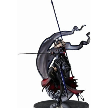 Joan of Arc Figure Long Gun Fighting Joan of Arc Anime Figures 24cm/9.4inch Handmade PVC Cartoon Manga Game Character Model Decoration Craft Gift (Black)