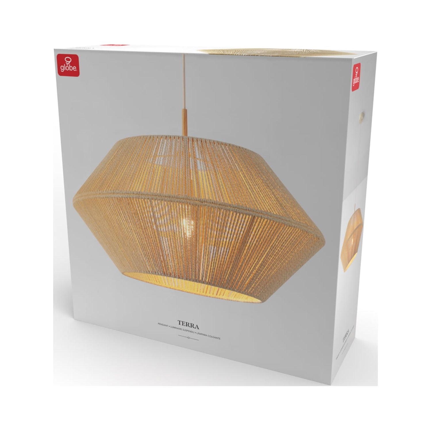 Globe Electric 1-Light Wood Toned Twine Shade Pendant Light