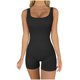 thumbnail image 2 of ICHUANYI Clearance Women Solid Jumpsuit Pajamas Casual Square Neck Comfortable Short Pants(Black, S) ICHUANYI WER2023081014600, 2 of 6