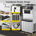 thumbnail image 6 of Tuekys Commercial Ice Cream Machine - 5.8-8Gal/H,2*7L Hoppers,1.8L Cylinders,2450W 3 Flavor Standing Soft Serve Ice Cream Yogurt Machine for Restaurants Snack Bar Supermarkets, 6 of 7