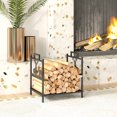 thumbnail image 2 of Outsunny Firewood Rack Outdoor, Heavy Duty Log Stand with Handles, Black, 2 of 10