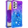 thumbnail image 3 of Clear Case for Samsung Galaxy A73 5G with Ring Kickstand, Girls Women Bling Gradient Quicksand Glitter Flowing Liquid Floating Case Cover for Samsung Galaxy A73 5G JB Purple Navy, 3 of 7
