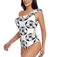 thumbnail image 3 of Yiaed Happy Football Print Women One Piece Swimsuits Tummy Control One Shoulder Bathing Suits Pattern Ruffle Swimwear-Small, 3 of 8