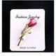 thumbnail image 3 of Broche exquisito para mujer, ramillete de tulipán, broche de aleación pintado con incrustaciones de diamantes, 5,5x1,6 cm, rosa y verde, 3 of 5