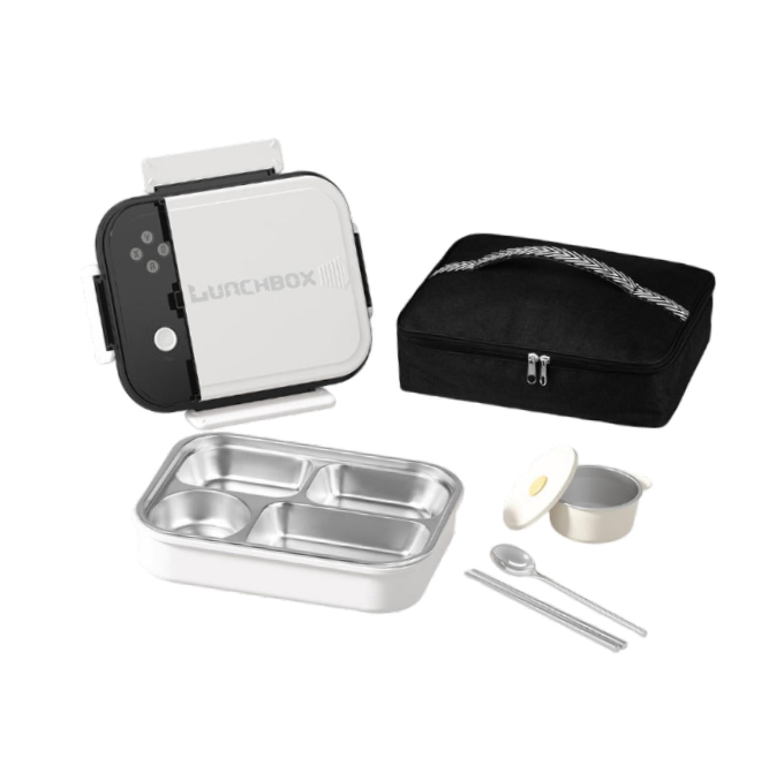 Fiocias Thermal Bento Box 4 Sided Lock Storage Case Bag Food Container for Office Work H white