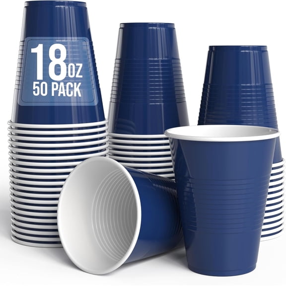 Crown Display 18 Oz Navy Plastic Cups For Party Supplies 50 Pack