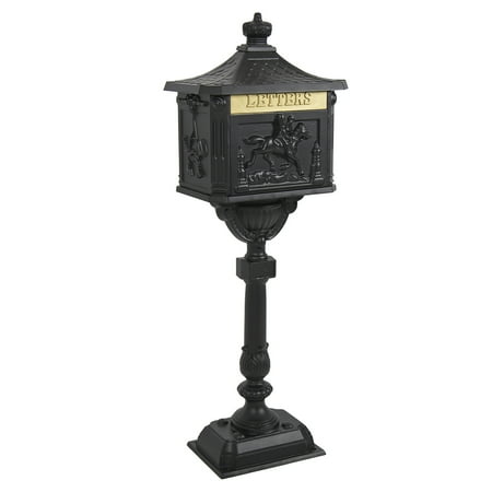 Mini Mailbox Best Choice Products Heavy Duty Cast Aluminum Vintage Mailbox w/ Keys, Locking Door, Mail Flap - Black ()
