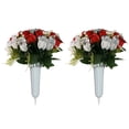 thumbnail image 4 of Memorial Cemetery Rose Bouquet with Vase Artificial Flowers Fade Resistant Grave Decoration Floral Arrangement Tribute Remembrance Memorial Graveyard Holiday Decoration, 4 of 7
