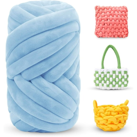 1Pcs 0.55lb/10 Yards Thick Chunky Yarn for Arm Knitting Jumbo Tube Yarn Soft Chunky Knit Blanket Yarn, Velvet Yarn for Crocheting Handbags Hand Knitting Pet Bed Rugs Pillows Crafts