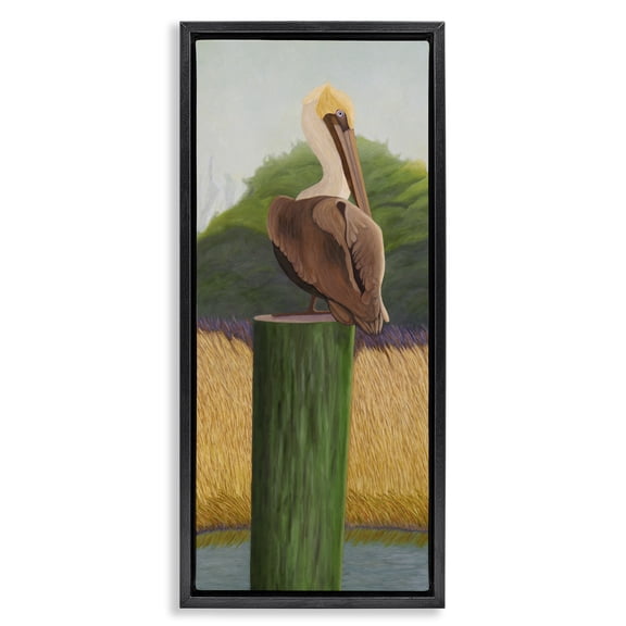 Stupell Industries Pelican with Blue Eyes Black Framed Floater Canvas Wall Art, design by Barbara Fallenbaum