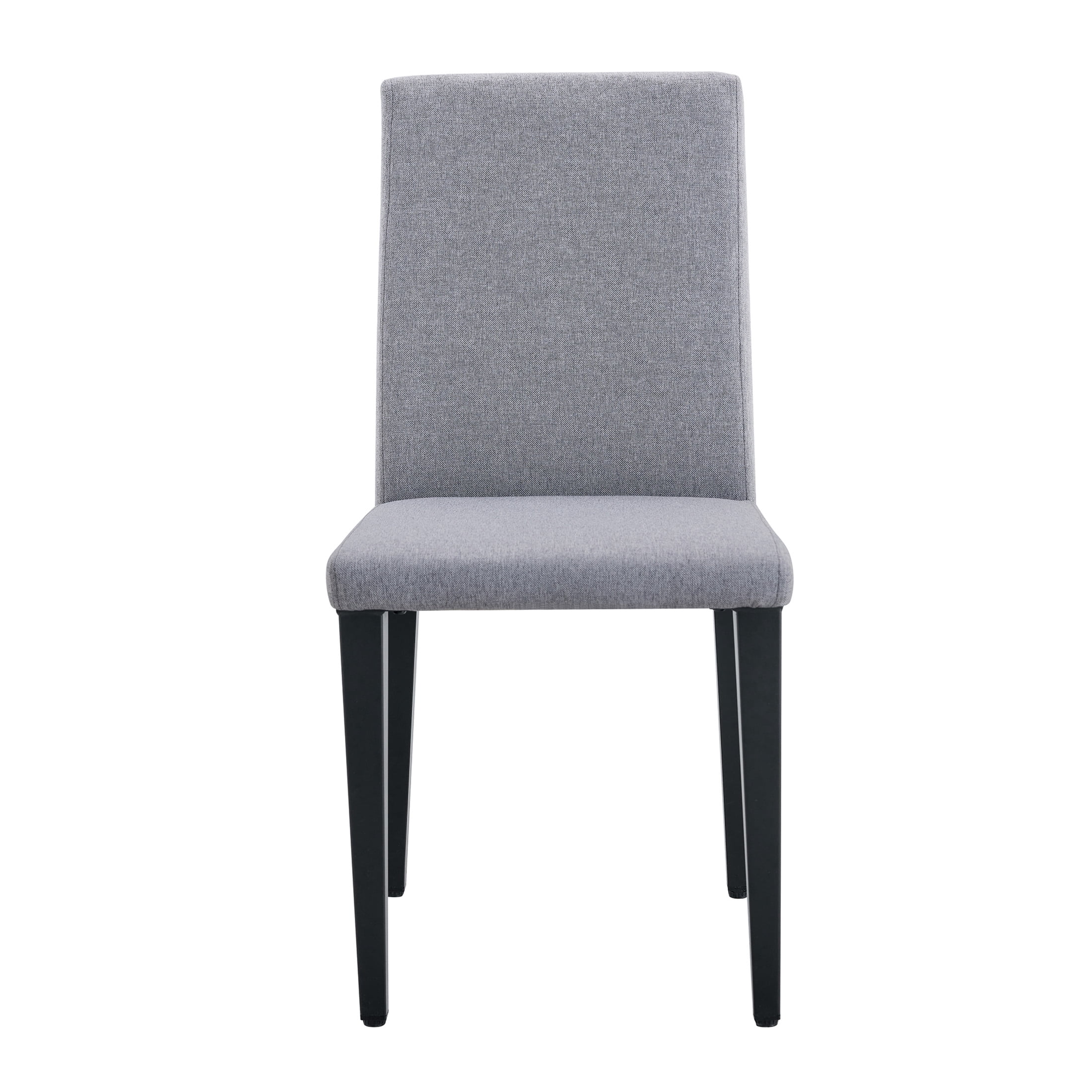 Noble House 35.4" Dining Chairs, Linen-Cotton Upholstered, Black Metal Legs, Breathable Comfort, Light Gray, Set of 4