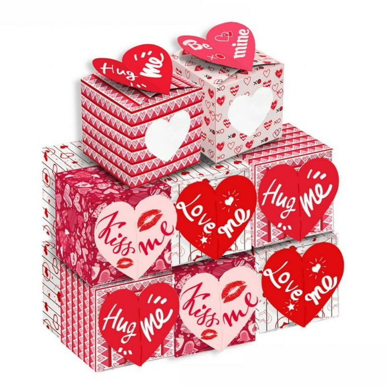 24 Pieces Valentines Boxes Small Valentines Cupcake Boxes with PVC Window  for Valentine's Day, Desserts, Biscuits, Cupcake, 3 Inch, Red, Pink, White,  Rose Pink 