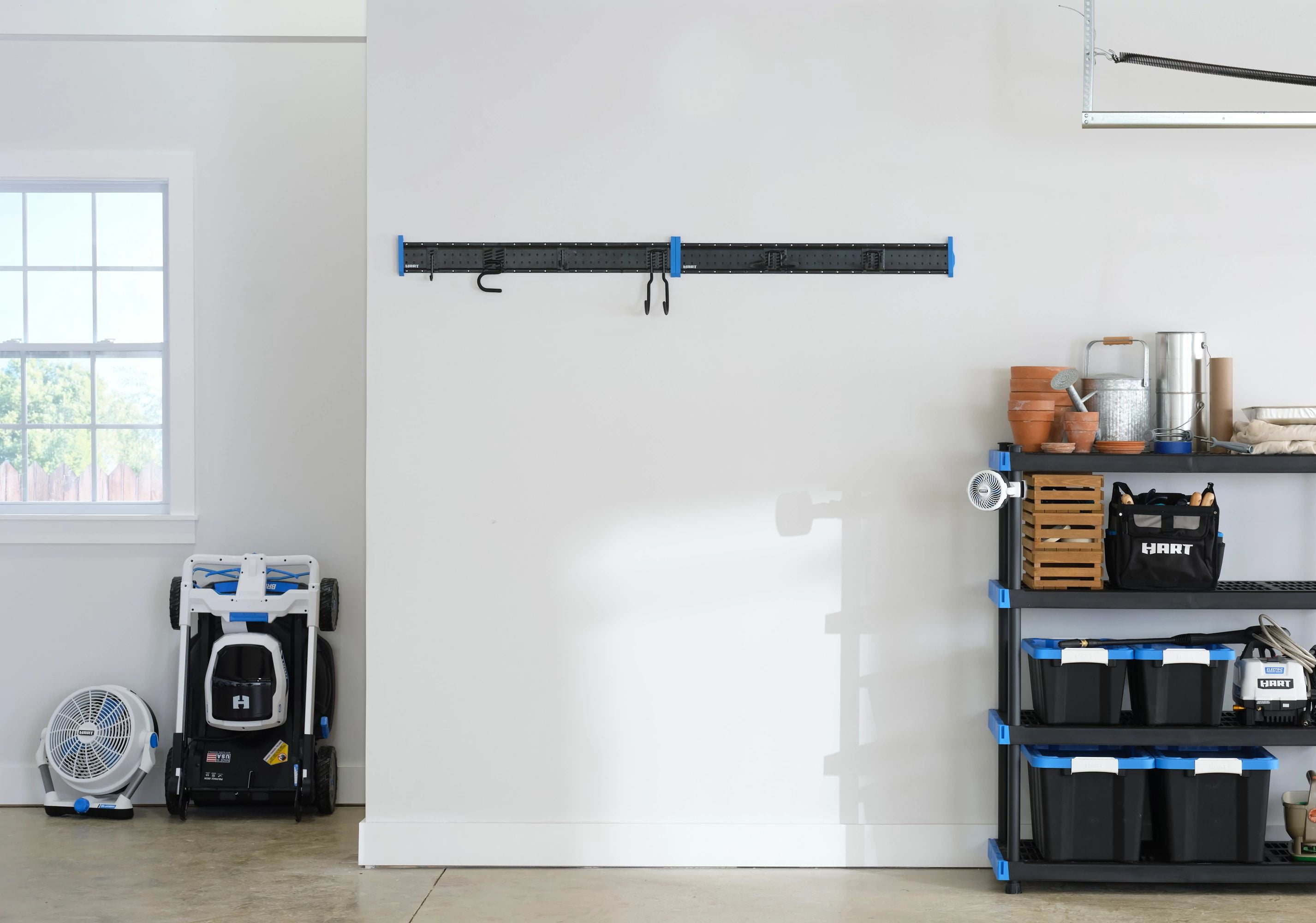 HART 12-Piece Garage Storage Rail Starter Kit, Compatible with HART Storage and Standard Peg Hooks, New Condition