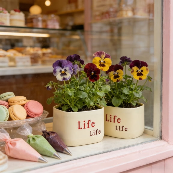 Plastic Flower Pot Round Flocked Planter Small Indoor Outdoor Plant Pot with Drainage Holes for Succulents Herbs and Decorative Greenery