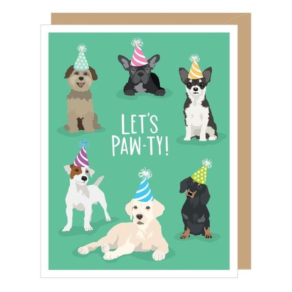 Let's Paw-ty! Dog-Themed Birthday Card – Colorful Party Hats Design – Blank Inside for Personal Messages – Perfect for Dog Lovers and Pet Birthdays
