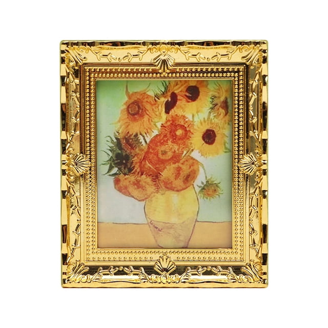 1:12 Scale Dollhouse Wall Mural Frame Ornament Resin Vintage Style Picture Frame Flowerpot