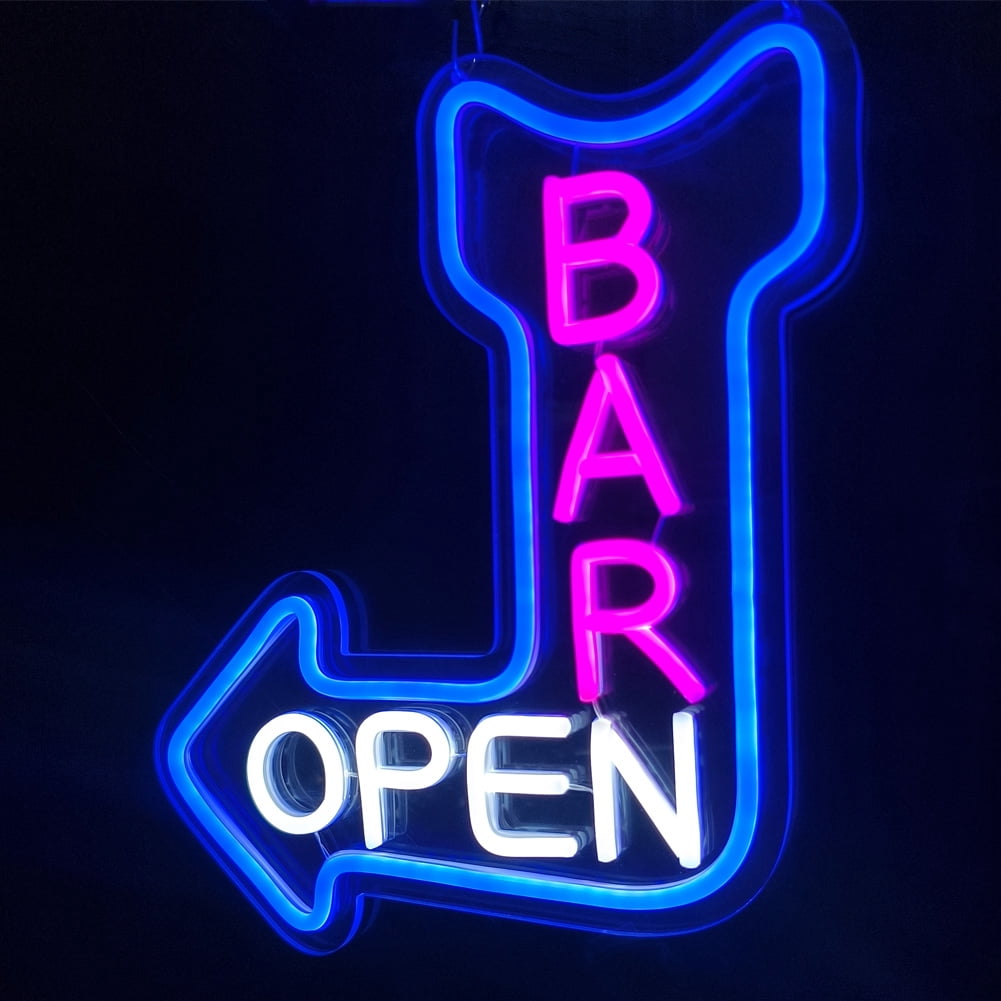 Bar Open Neon Sign,Open Arrow Neon Light for Bar Club Beer Shop Man Cave Restaurant Business Occasions Decor (left )