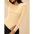 thumbnail image 2 of MOYIKO Crewneck Long Sleeve Body Suits Womens Slim Fitted Tight Basic Tops, 2 of 7
