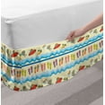 thumbnail image 2 of Flip Flop Bed Skirt, Absurd Illustration of Sandy Beach with Flowing Sea Waves Straw Hats and Purse, Elastic Bedskirt Dust Ruffle Wrap Around for Bedding Decor, 4 Sizes, Multicolor, by Ambesonne, 2 of 2