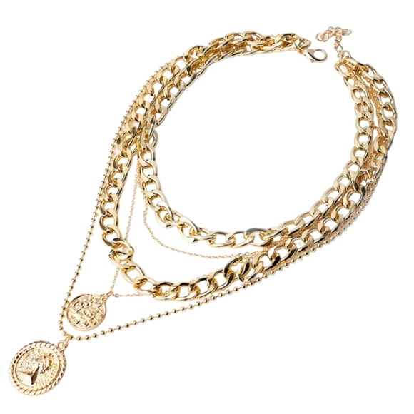 Chunky Gold Layered Necklaces for Women, Link Chain Chokers - Alloy Material, Stylish & Versatile - for Casual & Formal Occasions, Stackable Design