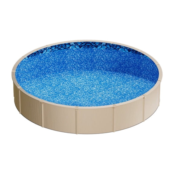 24ft Round Pool Liner - 52in Wall Height - Overlap Liner, Premium Vinyl, Leak-Proof, for Steel Above-Ground Pools, Boulder Swirl Pattern