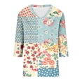 thumbnail image 4 of MAIHAN 3/4 Length Sleeve Womens Tops Loose Fit Casual Blouse V Neck Tops for Women Summer Lightweight Work Top Beach Cover Up(#16Light Blue,XL), 4 of 4