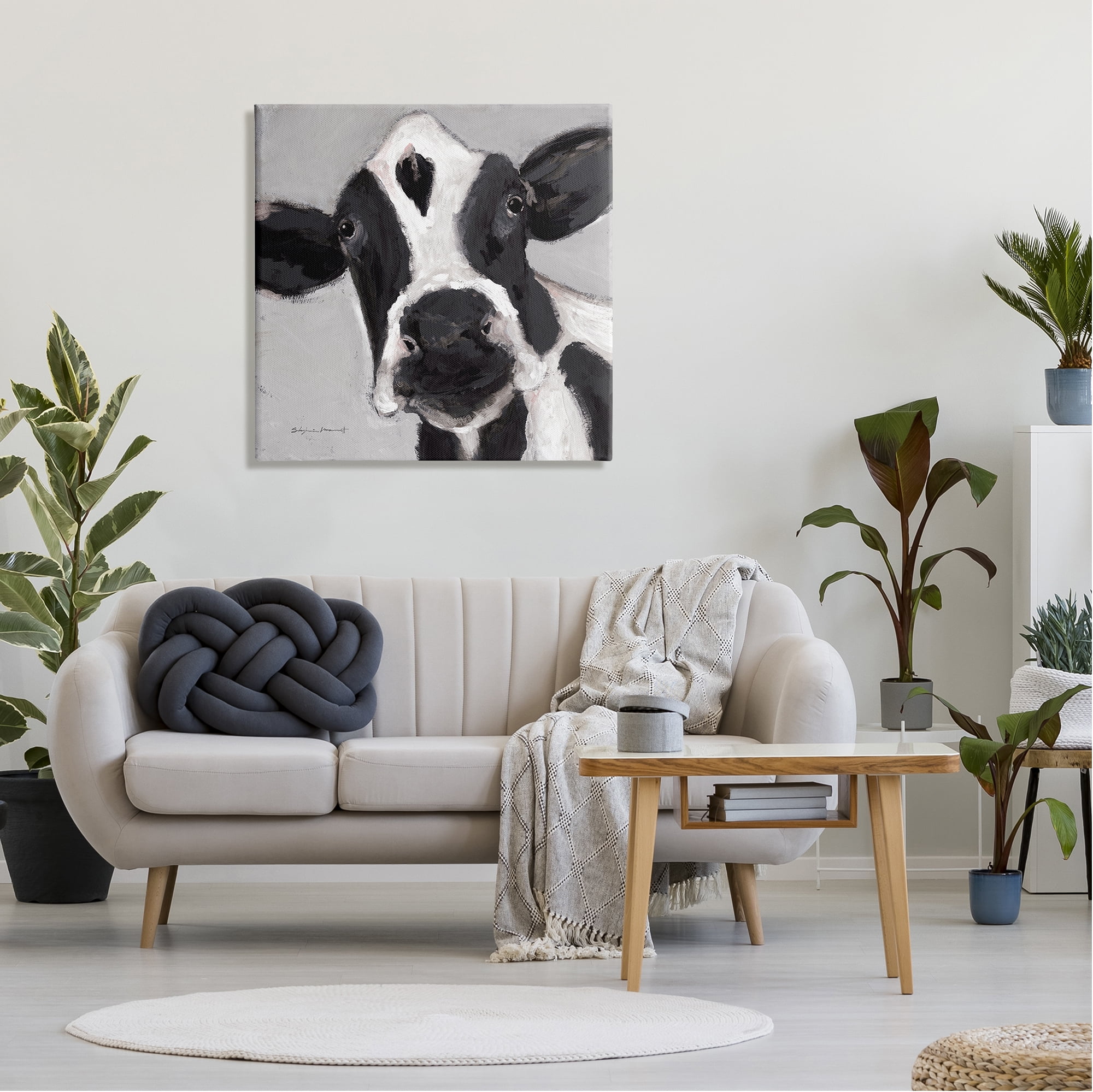 Stupell Country Cow Farmhouse Portrait Animals & Insects Painting Gallery Wrapped Canvas Print Wall Art