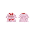 thumbnail image 2 of BemeyourBBs Toddler Baby Girls Mardi Gras Outfits Plaid Smocked Dress Spring Summer Carnival Clothes Embroidery Long Sleeve Doll Collar A-line Dress, 2 of 9