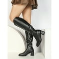 thumbnail image 2 of Women's Knee High Boots For Women Chunky Heel Square Toe Womens Heeled Side Zipper Tall Boots, 2 of 8