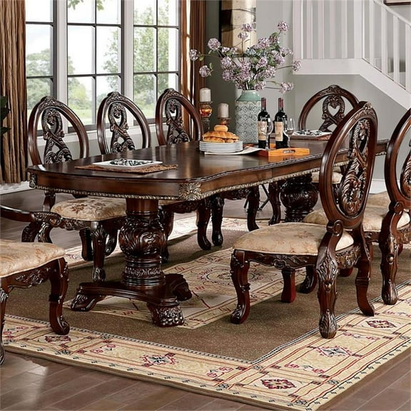 Furniture of America Roo Traditional Wood Expandable Dining Table in Cherry