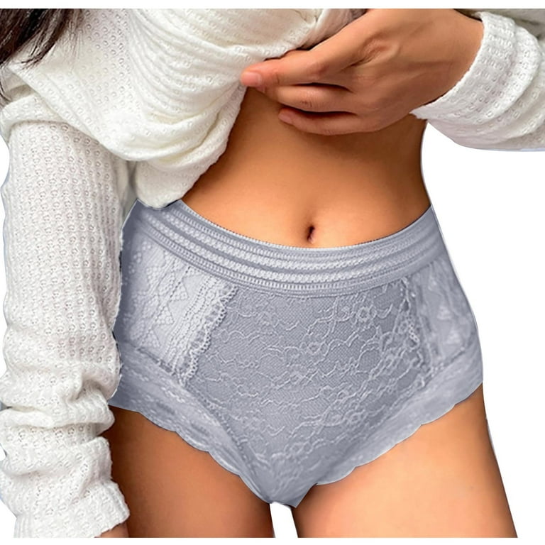 Homadles Womens Underwear- Lace Comfortable Mid Waisted Stretch See Through  Breathable Slim Fit Brief Underwear Gray XXL