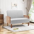 thumbnail image 6 of Changjie Furniture Rattan Sofa Small Loveseat Sofa Couch with Arms Upholstered Small Love seat Mini Sofa Couch for Bedroom Living Room Ivy, 6 of 8