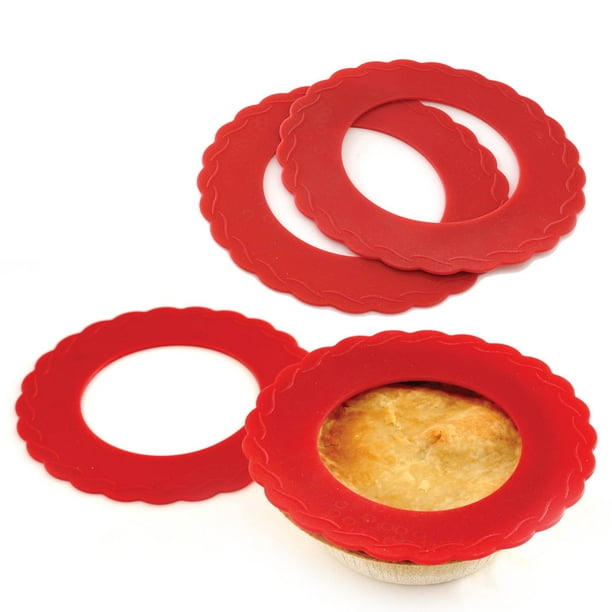 Set de 4 unidades de silicona Mini Pie Pan Shields Norpro, 6 pulgadas, color rojo