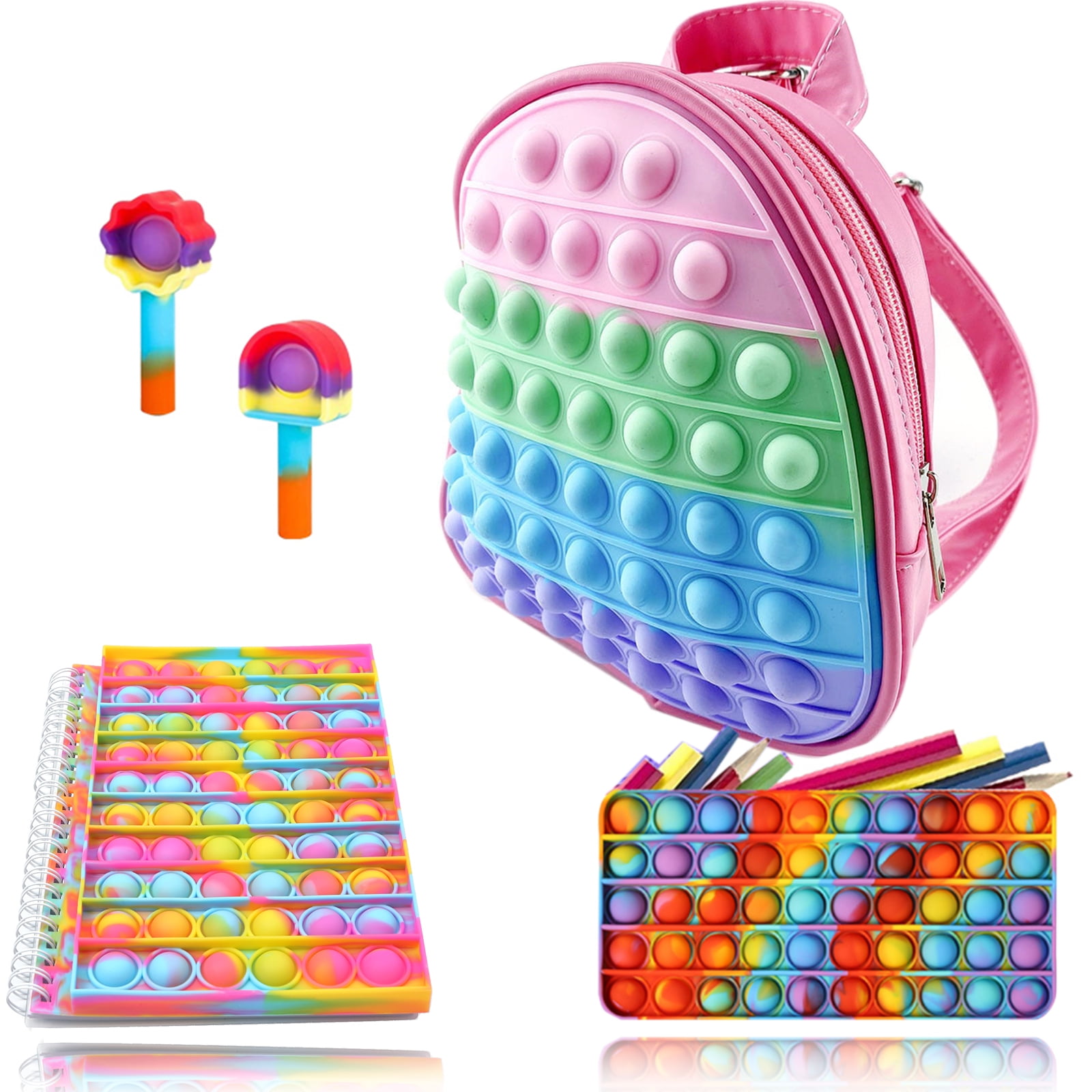 EYIIYE Girls Pop Backpack Set Purse Fidget Backpack Bag Fidget Bag Fidget Toys Shoulder Bag