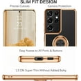 thumbnail image 2 of S21 Ultra Case,Galaxy S21 Ultra Case,Slim Fit Soft 360° Ring Holder Kickstand Magnetic Car Mount Supported Easy Clean Shockproof Protective Cover for Samsung Galaxy S21 Ultra 6.8",Black/Golden, 2 of 9