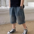 thumbnail image 4 of KVPLBQFD Baggy Jean Shorts for Boys Y2k Hip Hop Jorts Teens Comfortable Loose Fit Skateboard Denim Shorts Summer Kids Clothes, 4 of 4