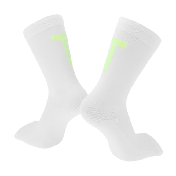 Unique Bargains Cycling Socks Quick-DryingSweat-Absorbent Anti-Friction Outdoor Bike Socks White Size l Neutral and Universal 1 Pair Luminous Letter t