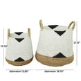 thumbnail image 3 of CosmoLiving by Cosmopolitan 21", 18"H White Banana Leaf Handmade Triangle Details Storage Basket with Handles, 2-Pieces, 3 of 8